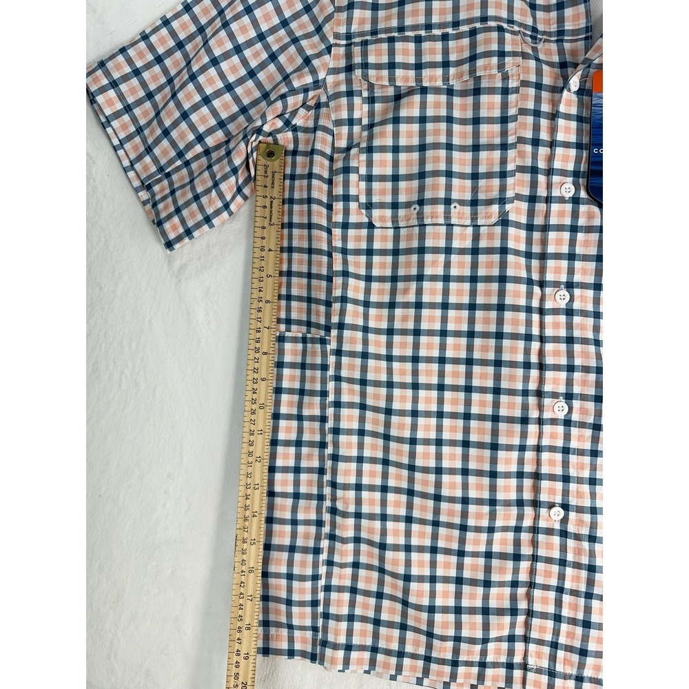 Habit Shirt Mens Medium Blue Orange Plaid Coastal Villa S/S River Fishing Vented - Picture 5 of 6
